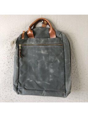 Boarding Pass Gray 16" Waxed Canvas Metro Backpack Men Made In USA Daypack